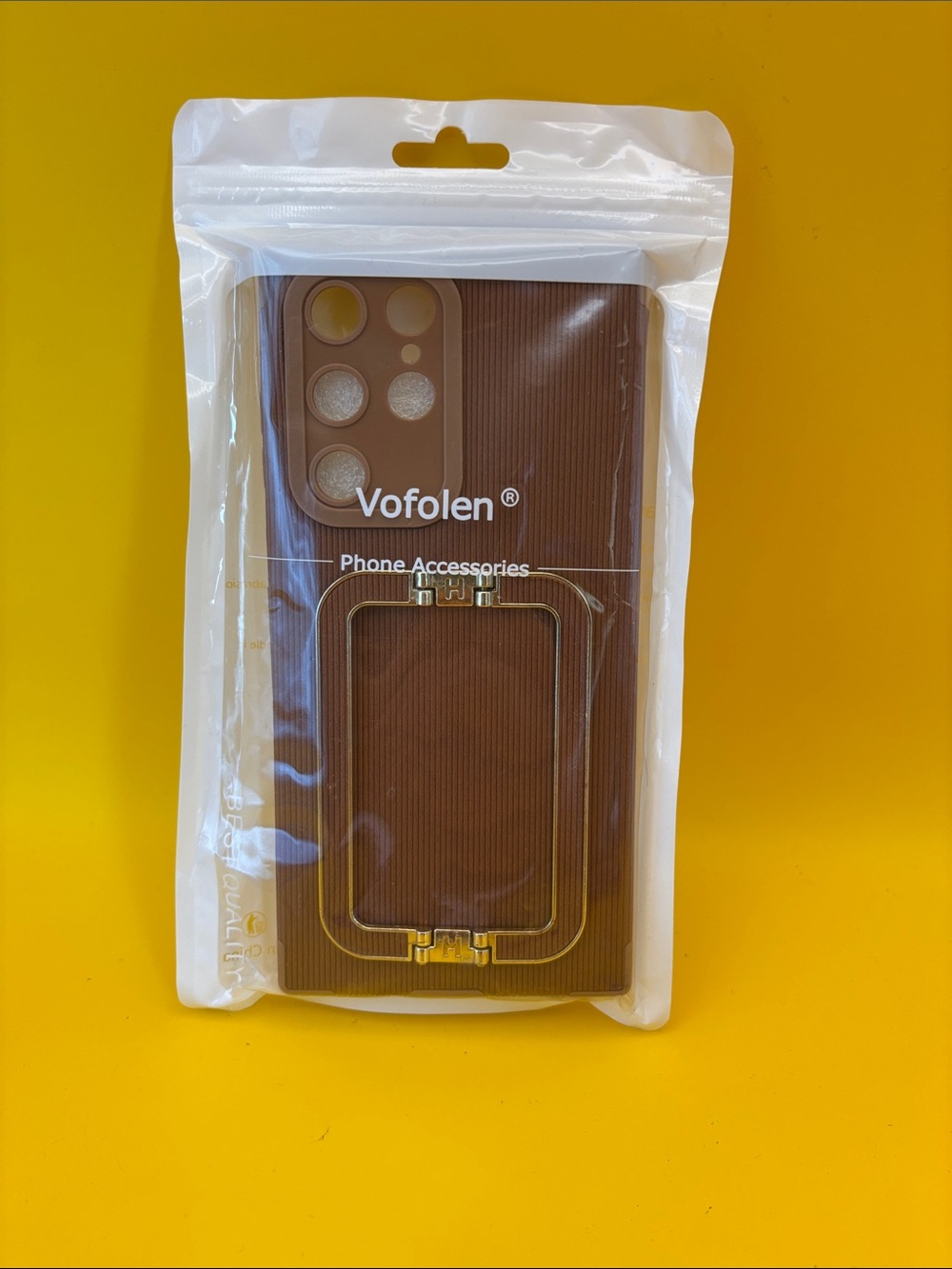 Brown Samsung Galaxy S22 Ultra Case with Gold Ring Holder NEW